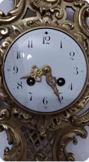 Ceas de perete cartel din bronz, tip Rococo, sec XIX