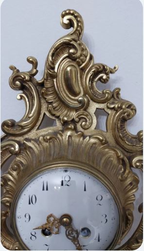 Ceas de perete cartel din bronz, tip Rococo, sec XIX