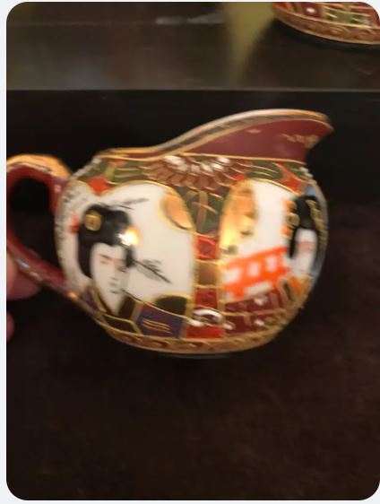 Set de cafea japonez din porțelan Satsuma pentru 7 persoane