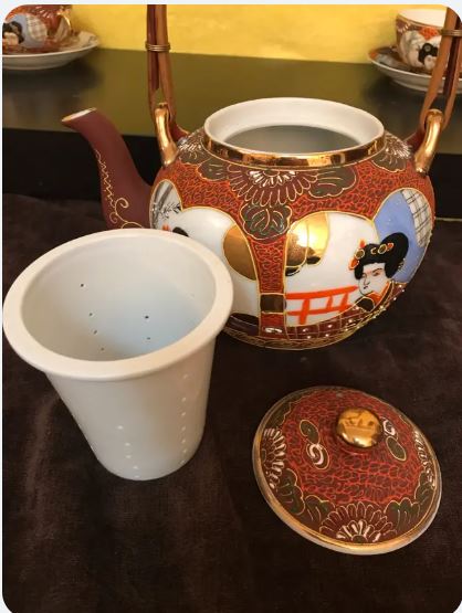 Set de cafea japonez din porțelan Satsuma pentru 7 persoane
