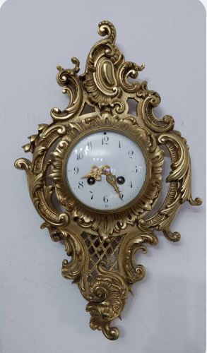 Ceas de perete cartel din bronz, tip Rococo, sec XIX
