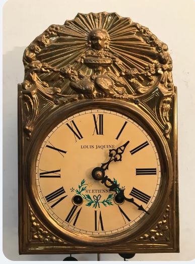 Pendula de perete tip Cloisonne/Morez, Louis Jaquine St Etienne, sec XIX