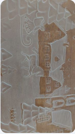 Fructiera masiva din sticla cu motive de iarna in relief