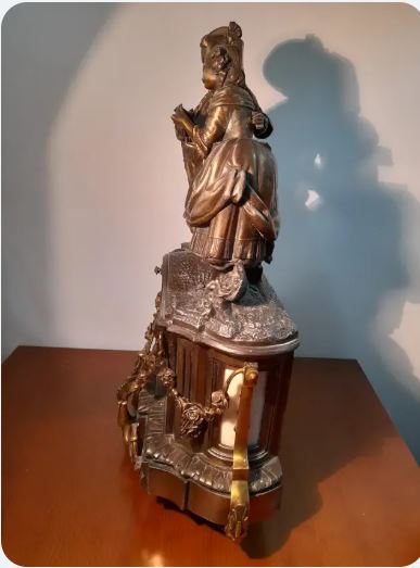 Ceas de semineu sec. XIX, cu o statuie cu 2 personaje